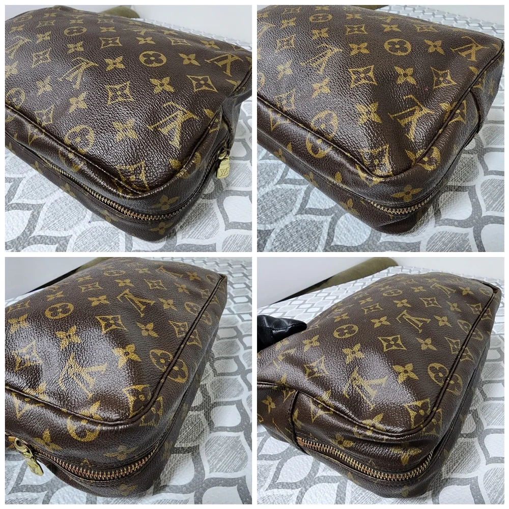 LOUIS VUITTON Monogram Canvas Trousse Toilette 28 Clutch Brown